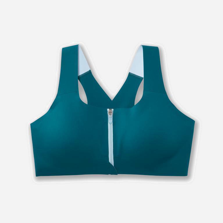 Brooks Dare Zip Womens Running Bra - Sea/Teal - Philippines (497106TNY)